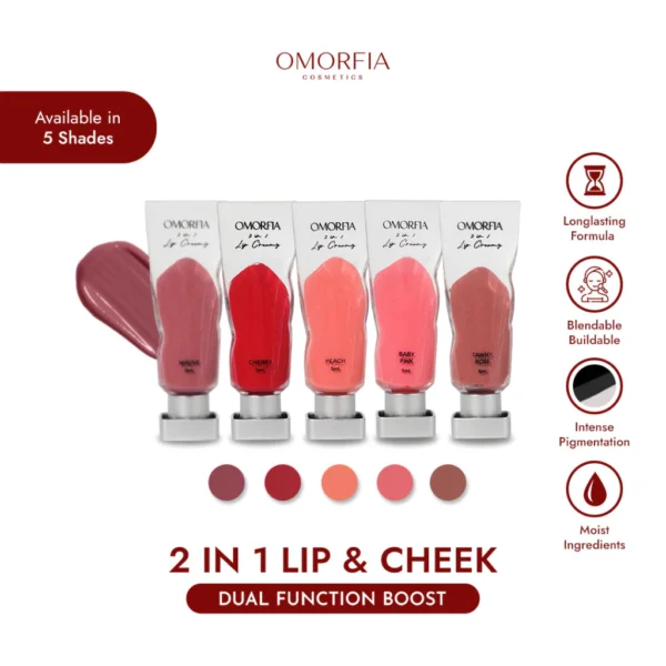 OMORFIA 2 in 1 Lip Creamy and Cheeks | Long Lasting Lip Cream Transferproof
